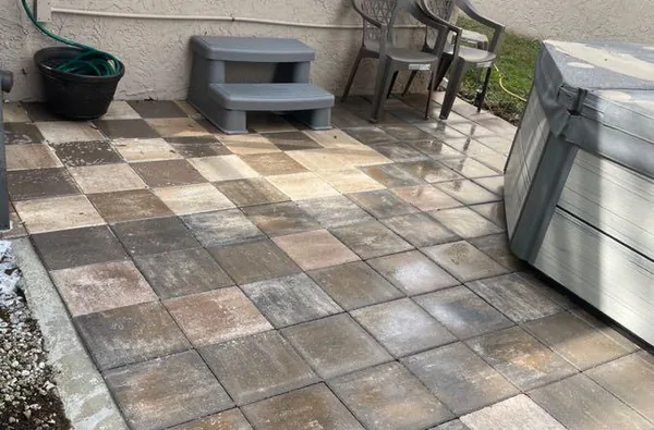 The same patio after: clean pavers